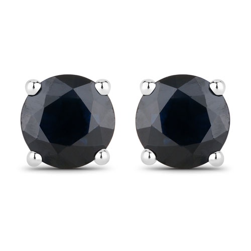 Earrings-1.70 Carat Genuine Blue Sapphire 10K White Gold Earrings