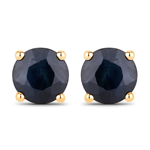 Earrings-1.70 Carat Genuine Blue Sapphire 10K Yellow Gold Earrings