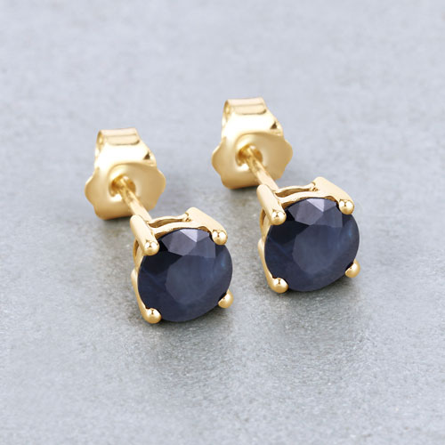 1.70 Carat Genuine Blue Sapphire 10K Yellow Gold Earrings
