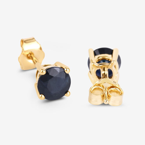 1.70 Carat Genuine Blue Sapphire 10K Yellow Gold Earrings
