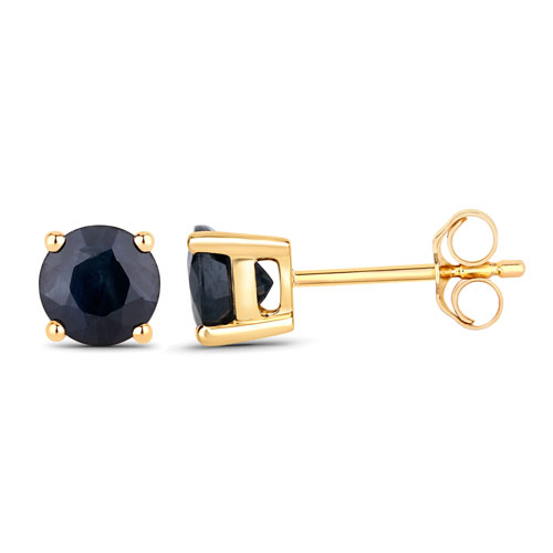 1.70 Carat Genuine Blue Sapphire 10K Yellow Gold Earrings