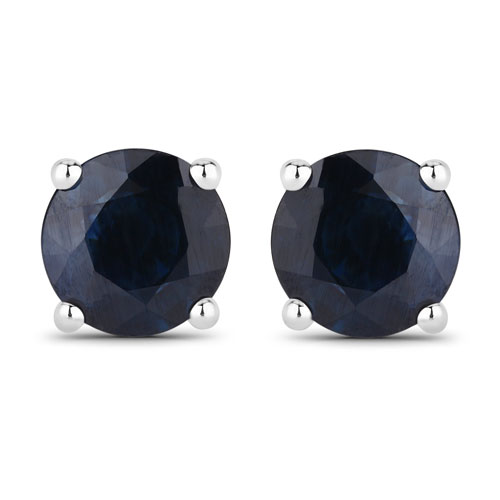 Earrings-1.70 Carat Genuine Blue Sapphire 14K White Gold Earrings