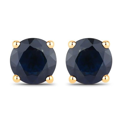 Earrings-1.70 Carat Genuine Blue Sapphire 14K Yellow Gold Earrings