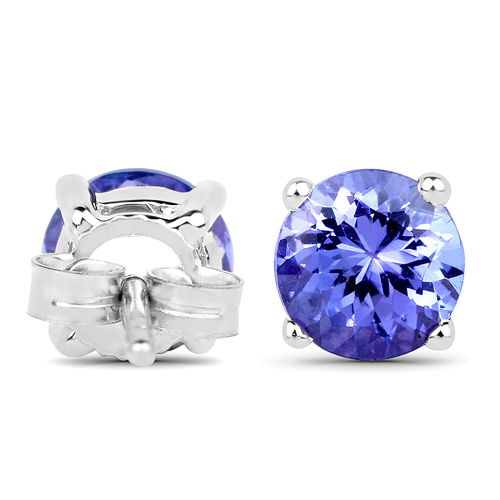 1.43 Carat Genuine Tanzanite 14K White Gold Earrings