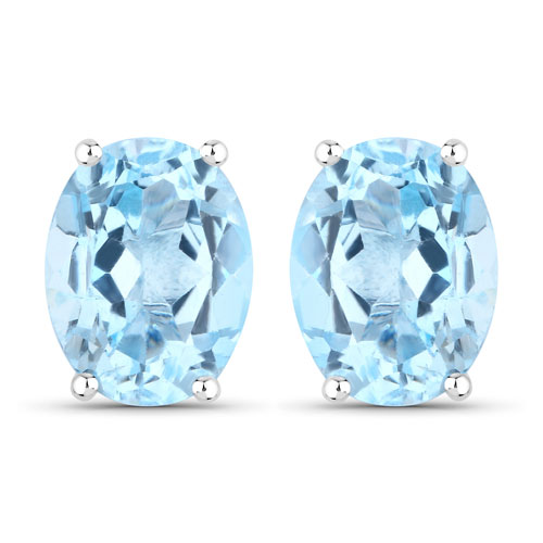 Earrings-4.00 Carat Genuine Blue Topaz .925 Sterling Silver Earrings