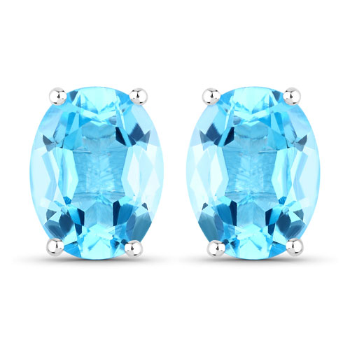 Earrings-4.00 Carat Genuine Swiss Blue Topaz .925 Sterling Silver Earrings