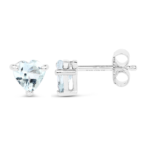 14K White Gold Plated 1.20 Carat Genuine Aquamarine Sterling Silver Earrings