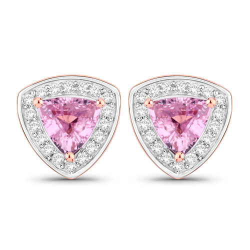 Earrings-1.05 Carat Genuine Pink Sapphire and White Diamond 14K Rose Gold Earrings