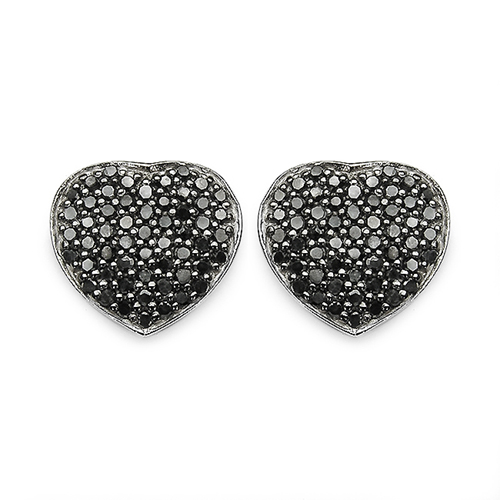 Earrings-0.56 Carat Genuine Black Diamond .925 Sterling Silver Earrings