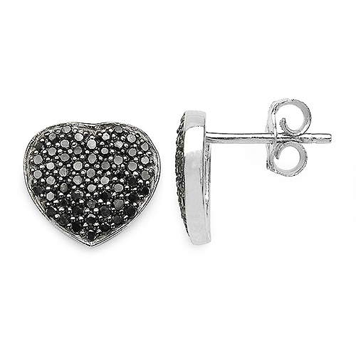0.56 Carat Genuine Black Diamond .925 Sterling Silver Earrings