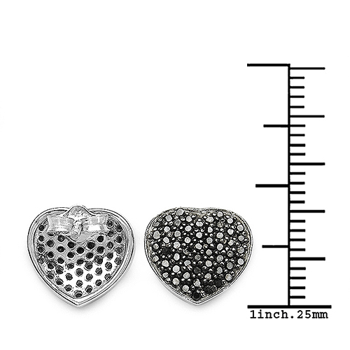 0.56 Carat Genuine Black Diamond .925 Sterling Silver Earrings