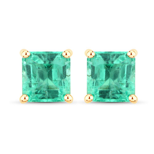 Emerald-1.06 Carat Genuine Emerald 14K Yellow Gold Earrings