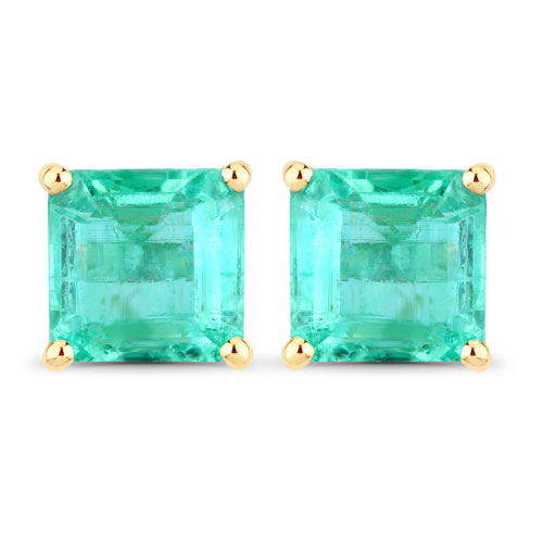 Emerald-2.36 Carat Genuine Emerald 14K Yellow Gold Earrings