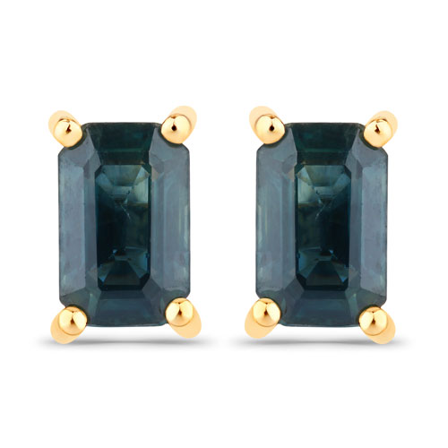 Earrings-0.80 Carat Genuine Blue Sapphire 14K Yellow Gold Earrings