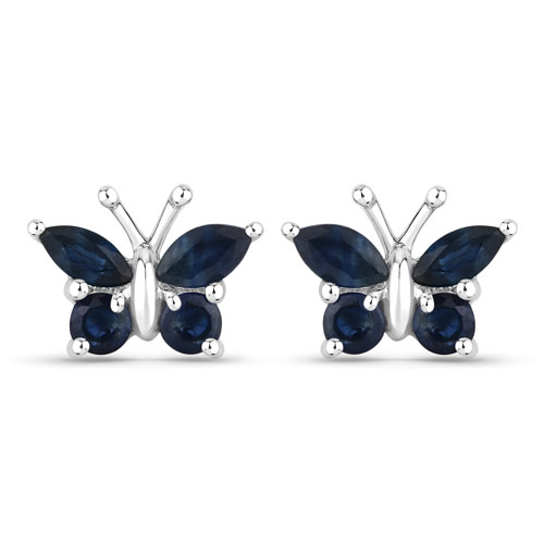 Earrings-0.61 Carat Genuine Blue Sapphire .925 Sterling Silver Earrings
