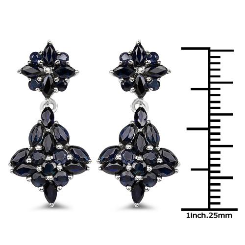 3.33 Carat Genuine Blue Sapphire .925 Sterling Silver Earrings