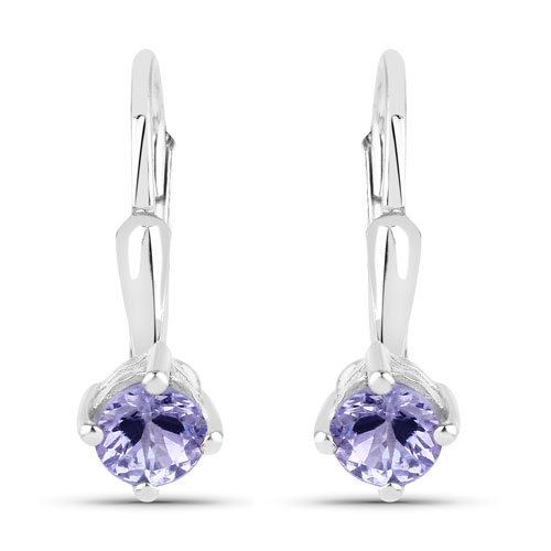 Earrings-0.46 Carat Genuine Tanzanite .925 Sterling Silver Earrings