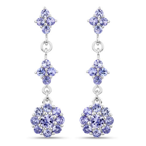 2.70 Carat Genuine Tanzanite .925 Sterling Silver Earrings