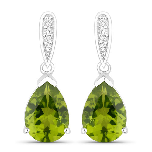 Peridot-2.76 Carat Genuine Peridot and Lab Grown Diamond .925 Sterling Silver Earrings