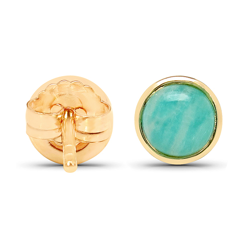 18K Yellow Gold Plated 2.00 Carat Genuine Amazonite .925 Sterling Silver Earrings