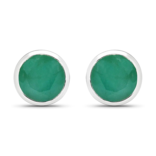 1.50 Carat Genuine Emerald .925 Sterling Silver Earrings