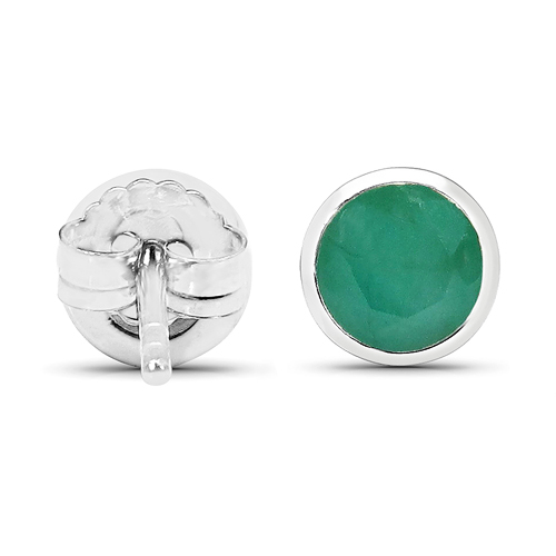 1.50 Carat Genuine Emerald .925 Sterling Silver Earrings