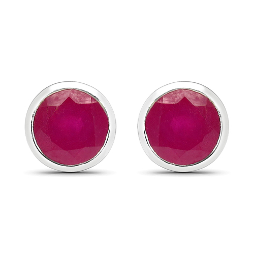 Earrings-2.00 Carat Glass Filled Ruby .925 Sterling Silver Earrings