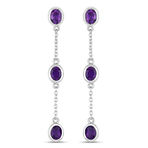 Amethyst-2.04 Carat Genuine Amethyst .925 Sterling Silver Earrings