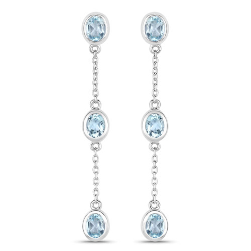 Earrings-2.16 Carat Genuine Blue Topaz .925 Sterling Silver Earrings