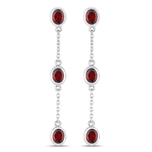 Garnet-2.70 Carat Genuine Garnet .925 Sterling Silver Earrings