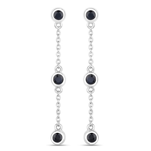 Earrings-0.66 Carat Genuine Blue Sapphire .925 Sterling Silver Earrings