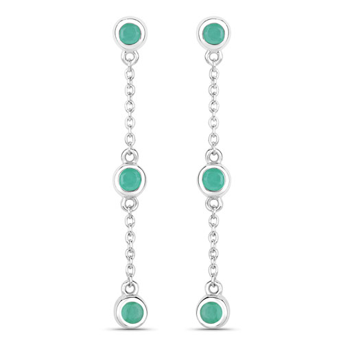 Emerald-0.60 Carat Genuine Emerald .925 Sterling Silver Earrings