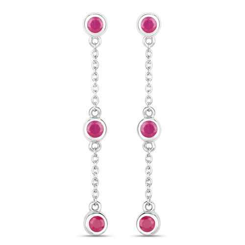 Earrings-0.78 Carat Genuine Ruby .925 Sterling Silver Earrings