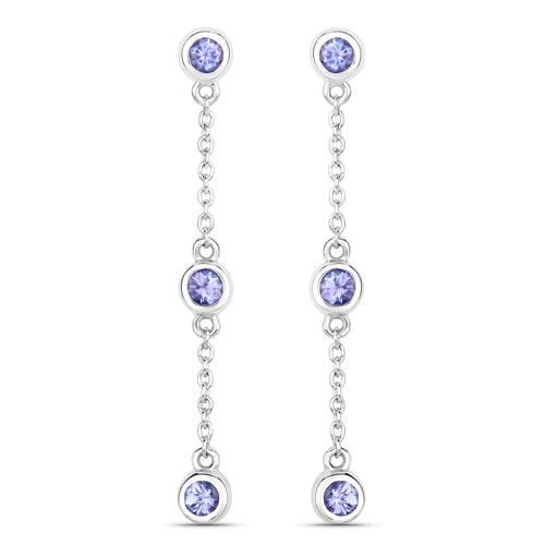 Earrings-0.60 Carat Genuine Tanzanite .925 Sterling Silver Earrings