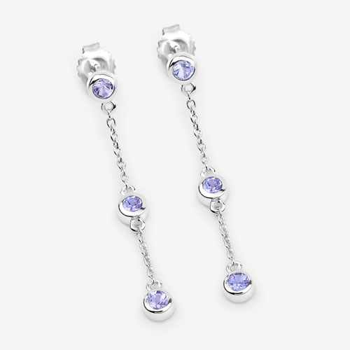 0.60 Carat Genuine Tanzanite .925 Sterling Silver Earrings