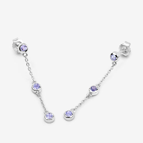 0.60 Carat Genuine Tanzanite .925 Sterling Silver Earrings