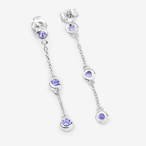 0.60 Carat Genuine Tanzanite .925 Sterling Silver Earrings