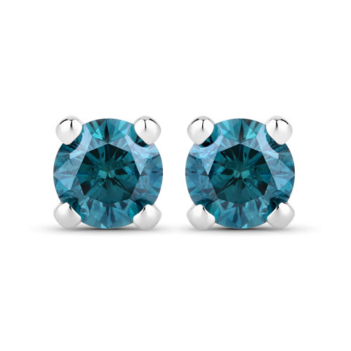 Earrings-0.32 Carat Genuine Blue Diamond 14K White Gold Earrings