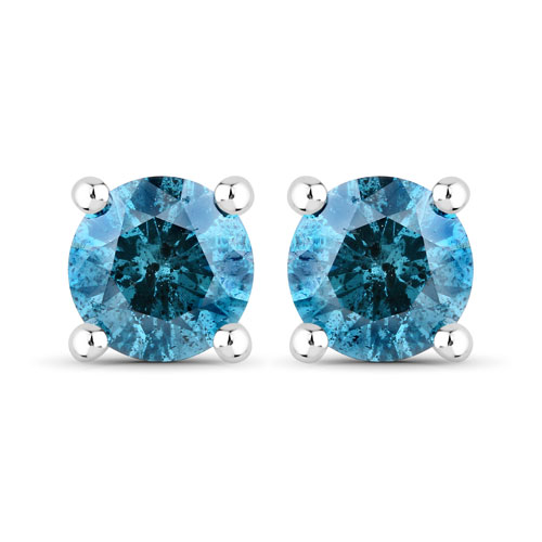 Earrings-0.47 Carat Genuine Blue Diamond 14K White Gold Earrings