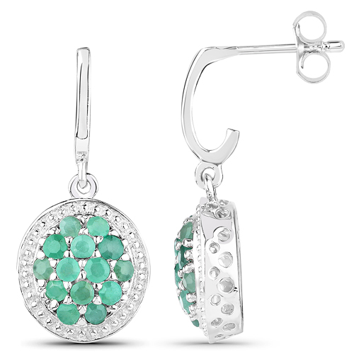0.84 Carat Genuine Emerald .925 Sterling Silver Earrings