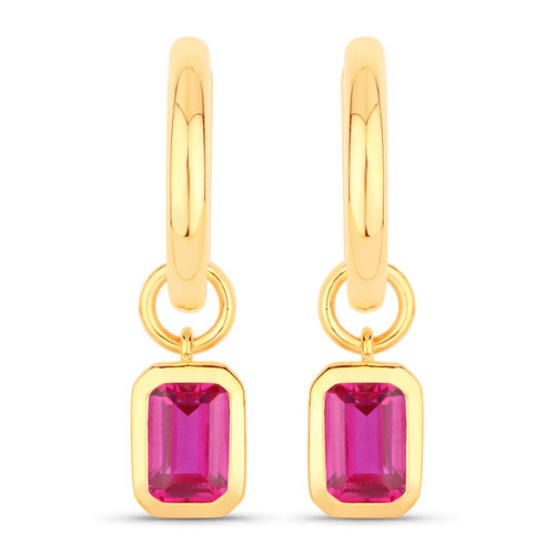 Earrings-1.62 Carat Created Pink Sapphire .925 Sterling Silver Earrings