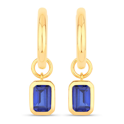 Earrings-1.60 Carat Created Blue Sapphire .925 Sterling Silver Earrings