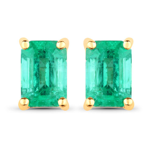 Emerald-0.88 Carat Genuine Ethiopian Emerald 14K Yellow Gold Earrings