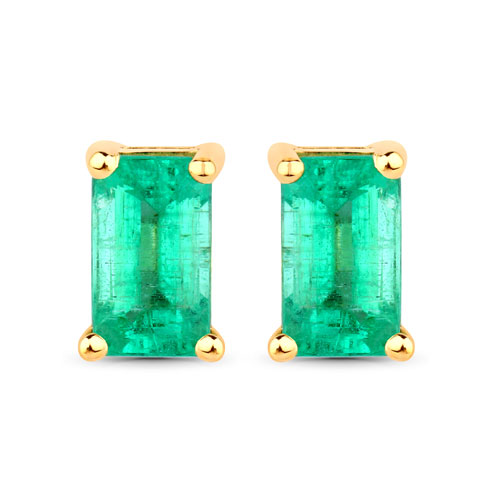 Emerald-0.66 Carat Genuine Ethiopian Emerald 14K Yellow Gold Earrings