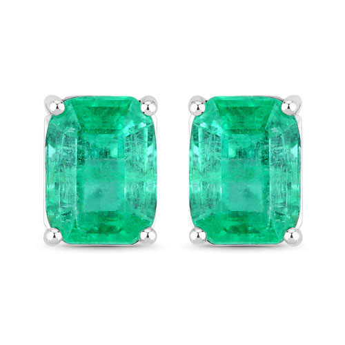 Emerald-2.75 Carat Genuine Ethiopian Emerald 14K White Gold Earrings