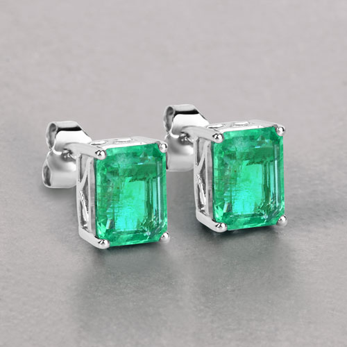 2.75 Carat Genuine Ethiopian Emerald 14K White Gold Earrings