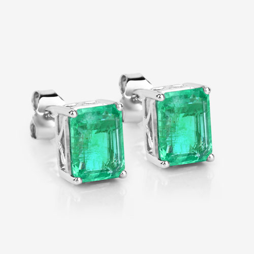 2.75 Carat Genuine Ethiopian Emerald 14K White Gold Earrings