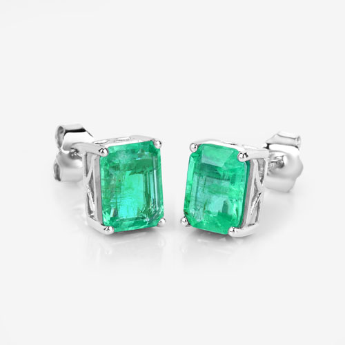 2.75 Carat Genuine Ethiopian Emerald 14K White Gold Earrings