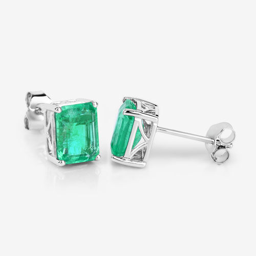 2.75 Carat Genuine Ethiopian Emerald 14K White Gold Earrings