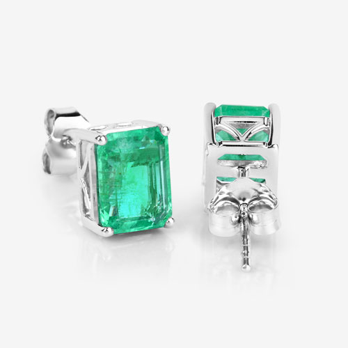 2.75 Carat Genuine Ethiopian Emerald 14K White Gold Earrings
